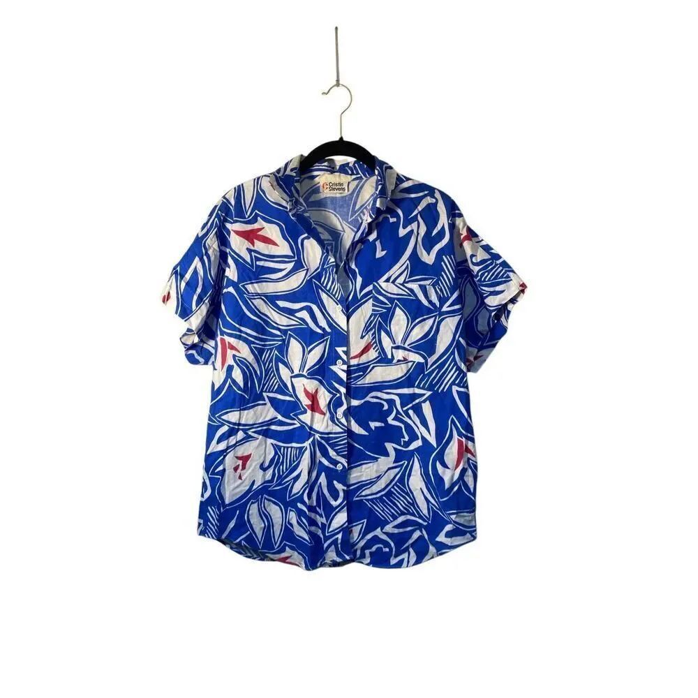 Vintage Cristin Stevens, women’s Hawaiian short sleeve blouse M